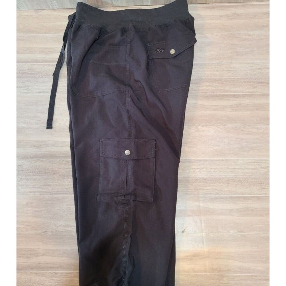 Mofiz Womens Cargo Capri Pants L Gray Quick Dry Hiking Outdoor Drawstring Crop